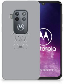 B2Ctelecom Motorola One Zoom Telefoonhoesje met Naam Grijs Baby Olifant