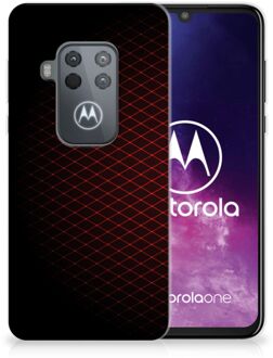 B2Ctelecom Motorola One Zoom TPU bumper Geruit Rood