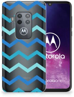 B2Ctelecom Motorola One Zoom TPU bumper Zigzag Blauw