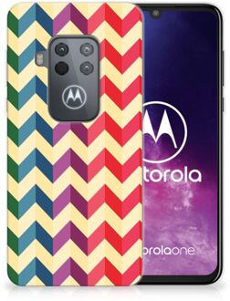 B2Ctelecom Motorola One Zoom TPU bumper Zigzag Color