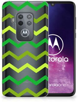 B2Ctelecom Motorola One Zoom TPU bumper Zigzag Groen