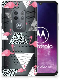 B2Ctelecom Motorola One Zoom TPU Hoesje Flamingo Triangle