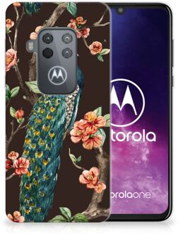 B2Ctelecom Motorola One Zoom TPU Hoesje Pauw met Bloemen