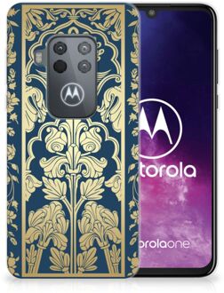 B2Ctelecom Motorola One Zoom TPU Siliconen Hoesje Golden Flowers