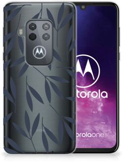 B2Ctelecom Motorola One Zoom TPU Siliconen Hoesje Leaves Blue