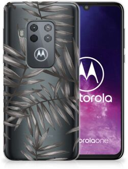 B2Ctelecom Motorola One Zoom TPU Siliconen Hoesje Leaves Grey