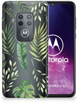 B2Ctelecom Motorola One Zoom TPU Siliconen Hoesje Leaves