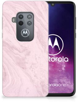 B2Ctelecom Motorola One Zoom TPU Siliconen Hoesje Marble Roze