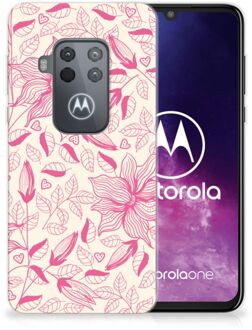 B2Ctelecom Motorola One Zoom TPU Siliconen Hoesje Pink Flowers