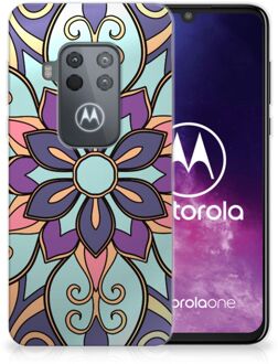 B2Ctelecom Motorola One Zoom TPU Siliconen Hoesje Purple Flower