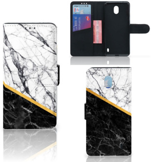 B2Ctelecom Nokia 1 Plus Bookcase Marble White Black