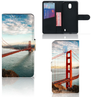 B2Ctelecom Nokia 1 Plus Flip Cover Golden Gate Bridge