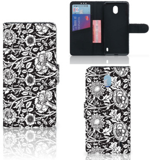 B2Ctelecom Nokia 1 Plus Hoesje Black Flowers