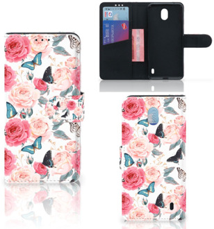 B2Ctelecom Nokia 1 Plus Hoesje Butterfly Roses