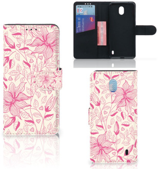 B2Ctelecom Nokia 1 Plus Hoesje Pink Flowers