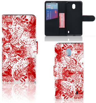 B2Ctelecom Nokia 1 Plus Telefoonhoesje met Naam Angel Skull Red