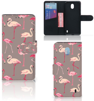 B2Ctelecom Nokia 1 Plus Telefoonhoesje met Pasjes Flamingo