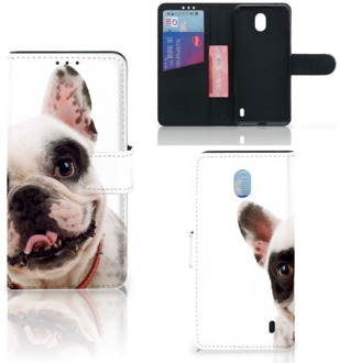 B2Ctelecom Nokia 1 Plus Telefoonhoesje met Pasjes Franse Bulldog