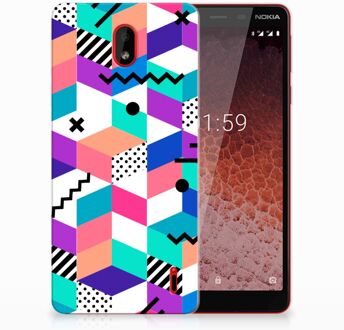 B2Ctelecom Nokia 1 Plus TPU Hoesje Design Blocks Colorful