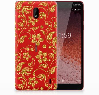 B2Ctelecom Nokia 1 Plus TPU Hoesje Design Gouden Bloemen