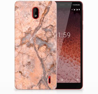 B2Ctelecom Nokia 1 Plus TPU Hoesje Design Marmer Oranje