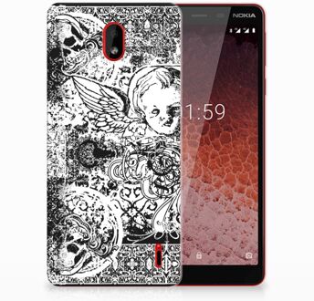 B2Ctelecom Nokia 1 Plus TPU Hoesje Design Skulls Angel