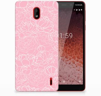 B2Ctelecom Nokia 1 Plus TPU Hoesje Design White Flowers