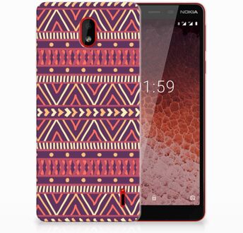 B2Ctelecom Nokia 1 Plus Uniek TPU Hoesje Aztec Purple