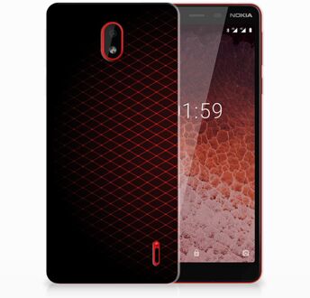 B2Ctelecom Nokia 1 Plus Uniek TPU Hoesje Geruit Rood