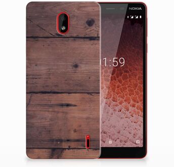 B2Ctelecom Nokia 1 Plus Uniek TPU Hoesje Old Wood