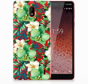 B2Ctelecom Nokia 1 Plus Uniek TPU Hoesje Orchidee Groen