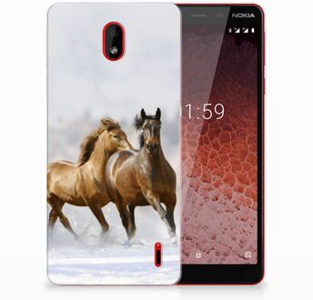 B2Ctelecom Nokia 1 Plus Uniek TPU Hoesje Paarden