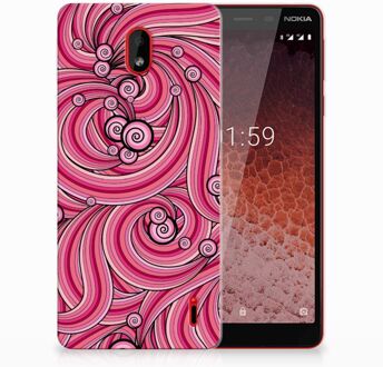 B2Ctelecom Nokia 1 Plus Uniek TPU Hoesje Swirl Pink