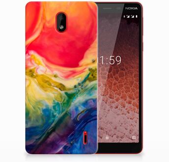 B2Ctelecom Nokia 1 Plus Uniek TPU Hoesje Watercolor Dark