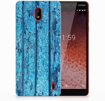 B2Ctelecom Nokia 1 Plus Uniek TPU Hoesje Wood Blue