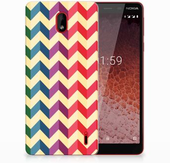 B2Ctelecom Nokia 1 Plus Uniek TPU Hoesje Zigzag Color