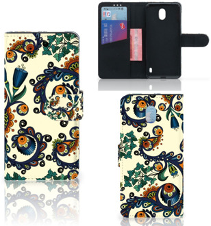 B2Ctelecom Nokia 1 Plus Wallet Case Barok Flower