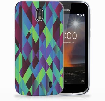 B2Ctelecom Nokia 1 TPU Hoesje Design Abstract Green Blue