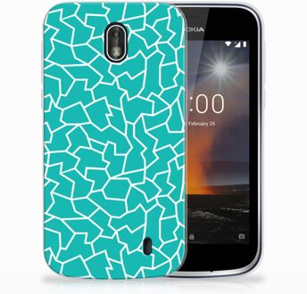 B2Ctelecom Nokia 1 TPU Hoesje Design Cracks Blue