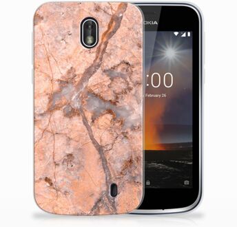 B2Ctelecom Nokia 1 TPU Hoesje Design Marmer Oranje