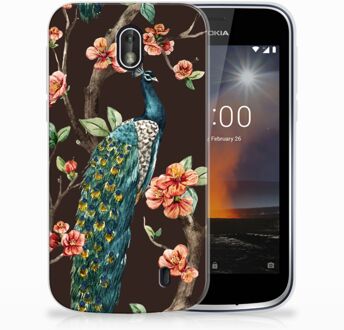 B2Ctelecom Nokia 1 TPU Hoesje Design Pauw met Bloemen