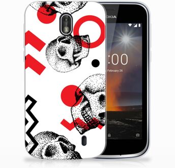 B2Ctelecom Nokia 1 TPU Hoesje Design Skull Red