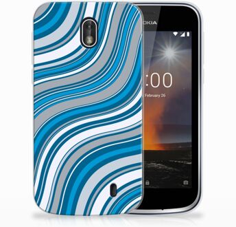 B2Ctelecom Nokia 1 TPU Hoesje Design Waves Blue