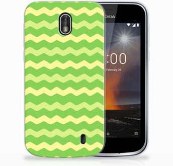 B2Ctelecom Nokia 1 TPU Hoesje Design Waves Green