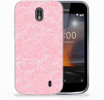 B2Ctelecom Nokia 1 TPU Hoesje Design White Flowers