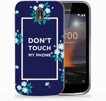 B2Ctelecom Nokia 1 TPU Hoesje Flowers Blue DTMP