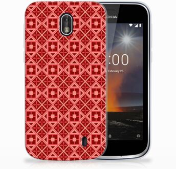 B2Ctelecom Nokia 1 Uniek TPU Hoesje Batik Red