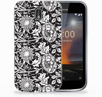 B2Ctelecom Nokia 1 Uniek TPU Hoesje Black Flowers