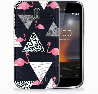 B2Ctelecom Nokia 1 Uniek TPU Hoesje Flamingo Triangle