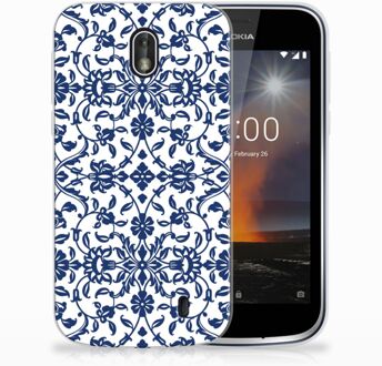 B2Ctelecom Nokia 1 Uniek TPU Hoesje Flower Blue